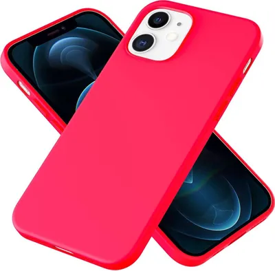 A bright pink phone case is shown on top of a smartphone.