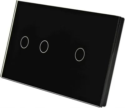 Produktbild von Touchschalter Panel 2+1 Glas schwarz Qtouch Wandschalter ohne Modul
