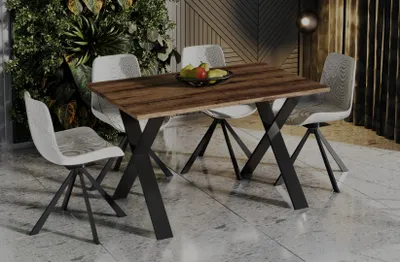 Produktbild von Endo-Moebel Esstisch Stol X 130cm - 210cm ausziehbar erweiterbar Design Küchentisch (Monastery Eiche)