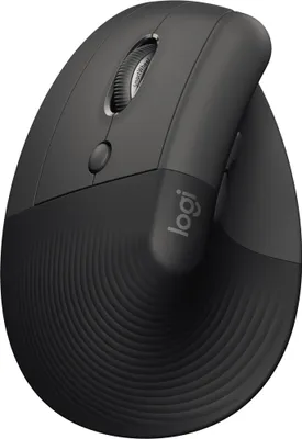 Obrázek produktu pro Logitech Lift, Pro leváky, Vertikální design, Optický, RF bezdrátové + Bluetooth, 4000 DPI, Grafit