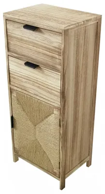 Immagine prodotto di Mobiletto da interno casa con doppio cassetto e anta in legno di paulownia