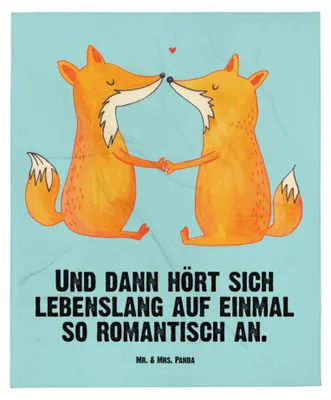Produktbild von Mr. & Mrs. Panda Babydecke Füchse Liebe - Türkis Pastell - Geschenk, Schlummerdecke, Kinderdecke, Erstlingsdecke, Fuchs, Freundin, Plaid, Partner, Ehefrau, Fleecedecke
