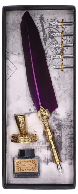 Produktbild von Federstift, exquisiter, eleganter Vintage-Feder aus Edelstahl, reibungsloses Schreiben, verschleißfester Federkiel, Violett
