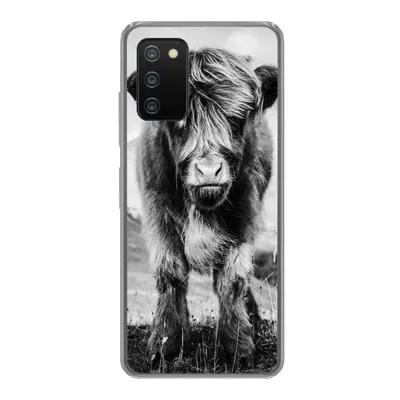 Produktbild von MuchoWow® Handyhülle Schutzhülle Hülle für Samsung Galaxy A03s Schottischer Highlander - Berg - Schwarz - Weiß Silikon Softcase Handy Hülle - Schutz