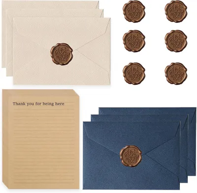 Imagen del producto de Set de papelería vintage, de 22 piezas, que incluye 10 hojas de papel kraft, 6 sobres, ideal para invitaciones