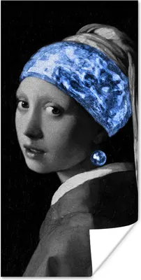 Produktbild von MuchoWow® Poster Das Mädchen mit dem Perlenohrring - Vermeer - Blau 20x40 cm - Plakat - Foto