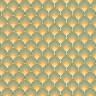 Productafbeelding van Profhome 395381-GU Retro behang grafisch mat groen honinggeel 4,5 m2