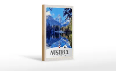 Produktbild von Holzschild Reise 12x18 cm Österreich See Schnee Winterzeit