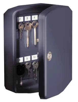 Zdjęcie produktu dla Szafka na klucze "Key-Box" - 15 haczyków, czarna, z zamkiem bębenkowym