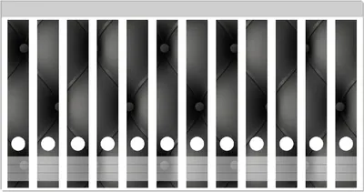 Produktbild von Wallario Ordnerrücken Sticker, selbstklebend für schmale Ordner, 12 Stück, Motiv Schwarze Ledertür