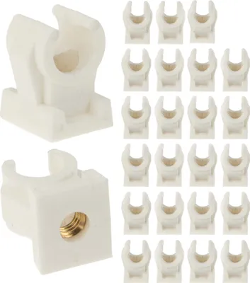 Produktbild von tecuro Rohrclip Set einfach 12 mm - 25 Stück - Kunststoff weiß, mit Messing - Gewindebuchse M6