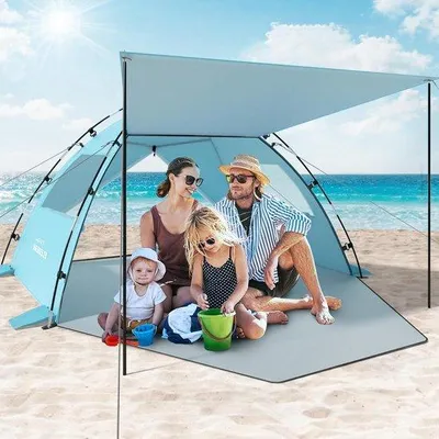 Productafbeelding van Draagbare strandtent, blauw - met UV-bescherming - Elegear strandtent