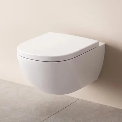 Produktbild von AM.PM Hänge-WC Wand Toilette Spülrandlose Toilette Wand-WC inkl.abnehmbaren WC-Sitz mit Softclose-Absenkautomatik Wand WC Spülrandlos, Weiss