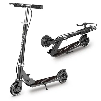 Produktbild von FOXSPORT Roller, Kinder Scooter, Cityroller, Tretroller, LED Räder, höhenverstellbar, klappbar, mit Handbremse, belastbar bis 100 kg, Schwarz