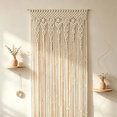 Immagine prodotto di Tappeto da parete in macramè, tessuto a mano, 90 x 180 cm, ideale per la decorazione della parete