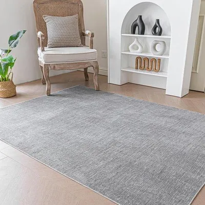 Immagine prodotto di Tappeto a pelo corto lavabile Unyqoos® grigio, 80 x 120 cm – superficie in chenille, base in TPR antiscivolo, facile da pulire, ideale per soggiorno, camera da letto e cameretta