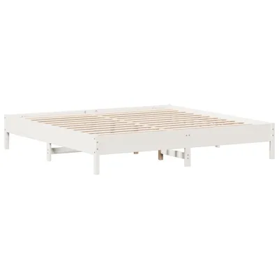 Produktbild von Massivholzbett ohne Matratze Weiß 200x200 cm Kiefernholz
