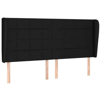 Image de vidaXL Tête de lit avec oreilles noir 163x23x118/128 cm Tissu