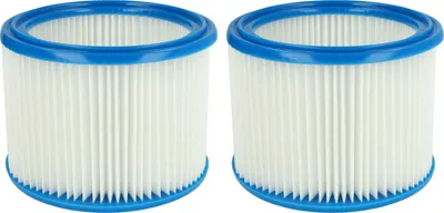 Produktbild von vhbw 2x Faltenfilter kompatibel mit Husqvarna WDC 325L, WDC 220 Staubsauger - Patronenfilter Blau Weiß