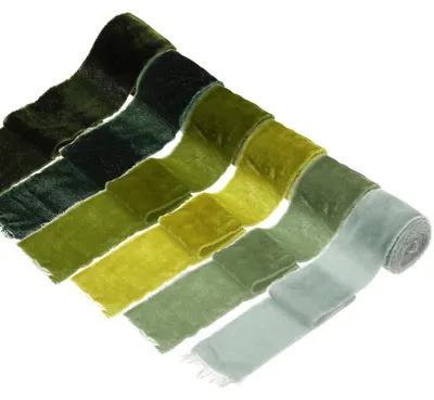 Samtband mit Fransen, 6 Rollen, 3,8 cm x 3,8 m, grün, DIY