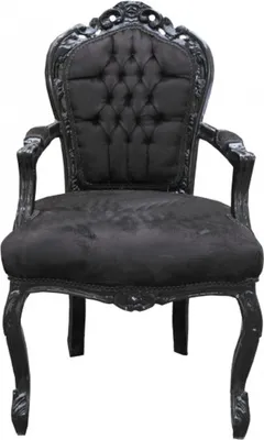 Produktbild von Casa Padrino Barock Esszimmer Stuhl Schwarz/Schwarz mit Armlehnen