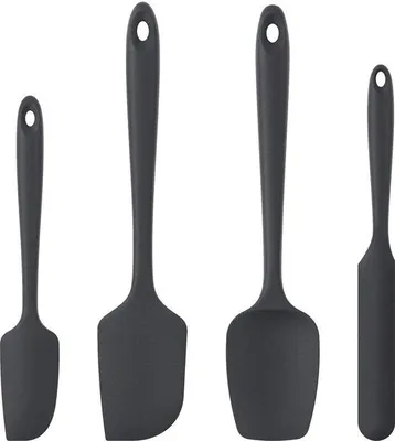 Image de Ensembles de spatules en silicone, 4 pièces - résistantes à la chaleur - antiadhésives - non grasses - pour cuisiner, cuire au four et mélanger - noir