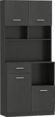 Image de Buffet de cuisine, portes à fermeture amortie, 80 x 35 x 180 cm, noir