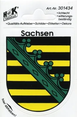 Produktbild von Auto-Aufkleber Sachsen Gr. ca. 8 x 9cm 301434 Stadtwappen Landeswappen Fahne