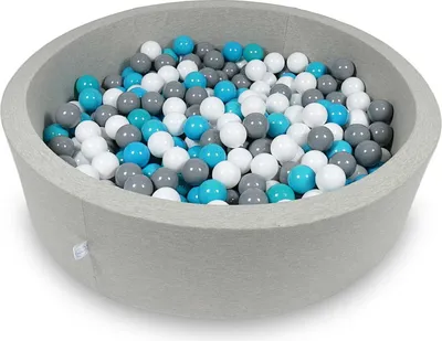 Image de Piscine à balles 110x30cm gris clair - Avec 400 balles / turquoise, blanc, gris