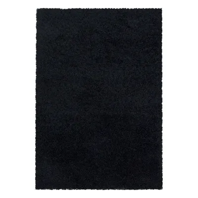 Produktbild von Villa Möbel Sydeno Wohnzimmer-Teppich, Hochflor-Teppich, Flauschig, Einfarbig, Farbe:Schwarz, Grösse:140x200 cm