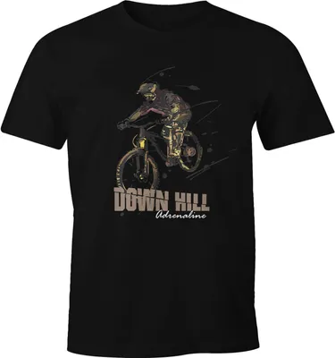 Produktbild von Herren T-Shirt Downhill Mountainbiking MTB Radsport Extremsport Fun-Shirt Spruch lustig Moonworks® schwarz S