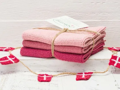 Image de Lingettes Solwang '3 pièces de lingettes tricotées' rose antique