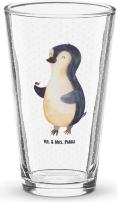 Produktbild von Mr. & Mrs. Panda Bierglas Pinguin Marienkäfer - Transparent - Geschenk, Glück, Trinkglas, Liebe, Tumbler, Glasbecher, Aufmerksam, Wasserglas, Pintglas, Glas