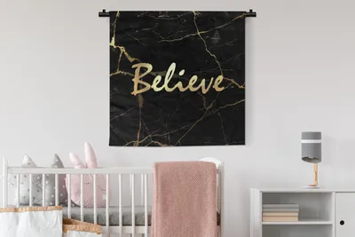 Produktbild von MuchoWow® Wandteppich Wandbehang Zitat - Hoffnung - Gold - Marmor 90x90 cm Tapisserie Dekoration Wandtuch - Wandaufhänger