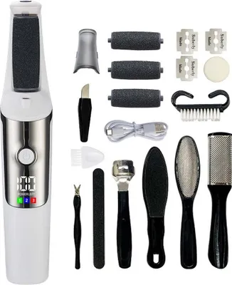 Immagine prodotto di INF Lima elettrica per piedi Rimozione calli - Set pedicure automatico 10 pezzi Bianco