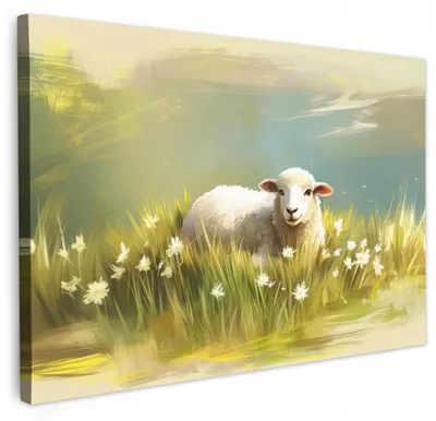 Obrázek produktu pro Solidchoice - Obraz na plátně, ovce na pastvině, 30x20 cm - Dekorace na zeď