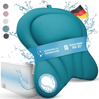 Produktbild von XXL Premium Badewannenkissen blau | NEU zusätzliche Polster an Schulter- & Nackenbereich | Badekissen für Badewanne schnelltrocknend, waschbar