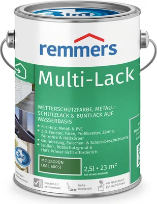 Produktbild von Remmers Multi-Lack 3in1 moosgrün (RAL 6005) 2,5 l, Lackfarbe
