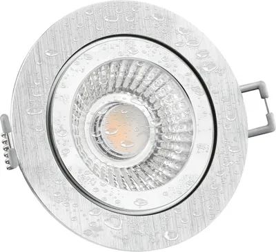 Produktbild von LED Einbaustrahler flach (40mm) dimmbar - RW-2 Einbauleuchte rund Alu gebürstet IP44 mit 6W LED Modul warmweiß 2700K für 230V ohne Trafo
