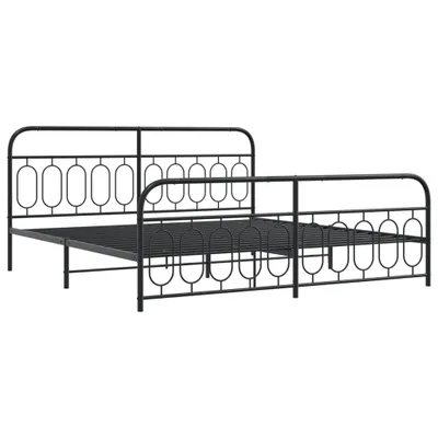 Produktbild von Bettgestell mit Kopf- und Fußteil Metall Schwarz 200x200 cm
