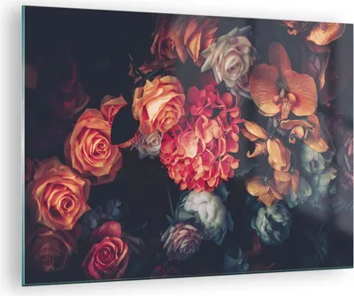 Produktbild von Bilder auf glas - Einteilig - Blumenstrauß Blumen Rosen - 70x50cm - Glasbilder - Wandbilder - Bilder - zum Aufhängen bereit - Wanddekoration aus Glas - Glas Bilder - Wandbild auf Glas - GAA70x50-5002