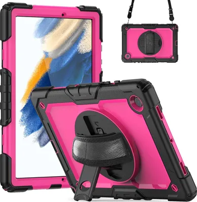 Zdjęcie produktu dla Etui do Samsung Galaxy Tab A8 10,5" z podstawką i paskiem na ramię, różowe