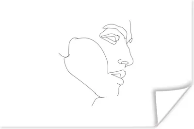 Produktbild von MuchoWow® Poster Gesicht - Mann - Strichzeichnung 120x80 cm - Bilder