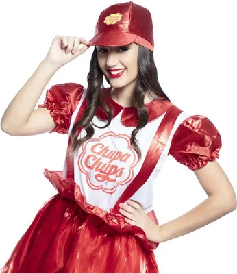 A woman wearing a Chupa Chups costume.