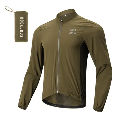 Zdjęcie produktu dla ROCKBROS Kurtka rowerowa wiatrówka Ultralekka kurtka rowerowa Kompaktowa oddychająca kurtka sportowa rower szosowy mężczyźni Brązowy L