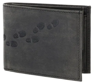 Produktbild von oxmox Leder Geldbörse Leather RFID Protect Pocketbörse Footsteps 2.0 Embossed Vintage Black schwarz