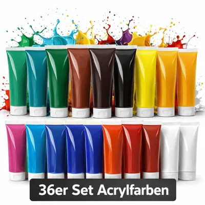 Produktbild von Acrylfarbe 36 Stück Malfarbe Künstlerfarbe Acrylfarben Tuben Malen Farben Bunt