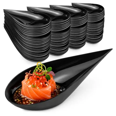 Produktbild von Gourmetlöffel schwarz, Bogenform, 100 Stück, für Buffet und Dessert