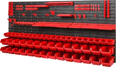 Produktbild von 6x Wandregal Lagersystem 50 Boxen Halterungen 1728 mm x 780 mm Stapelboxen Set