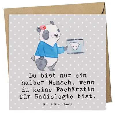 Produktbild von Mr. & Mrs. Panda Glückwunschkarte Fachärztin für Radiologie Herz - Grau Pastell - Geschenk, doppelkarte, Klappkarte, Grußkarte, faltkarte, anlasskarte